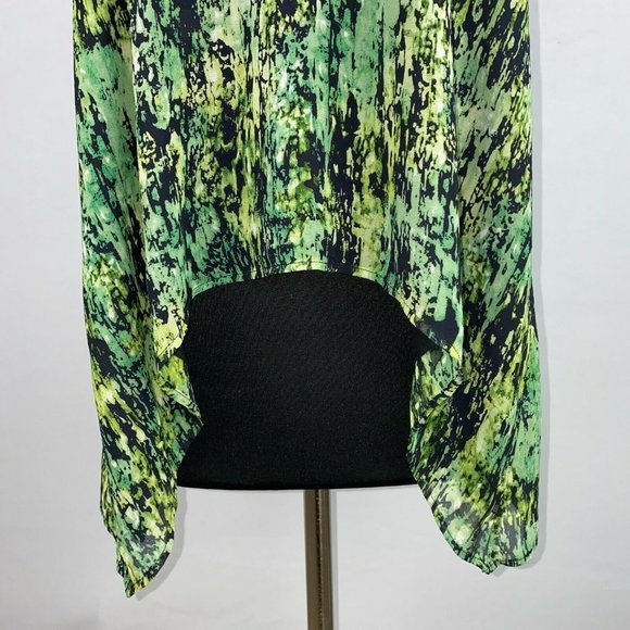 BCBGMAXAZRIA S Patterned Bakar Silk Cage Neck Tank Top In Evergreen Lined - Picture 5 of 12